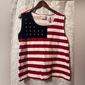 Liz Claiborne American Flag Tank Top - Red, White, Blue
